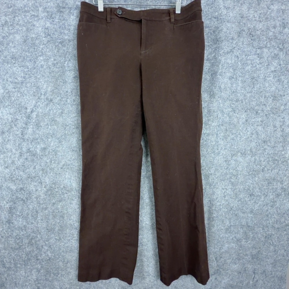 Lauren Ralph Lauren Adelle Pants Women 10 Brown Straight Leg Stretch Trousers